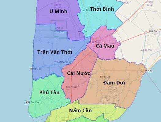 Cà Mau có bao nhiêu Huyện, Thành phố