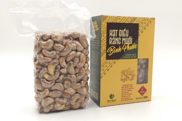 Hạt Điều vỏ lụa rang muối Bình Phước, hộp giấy 500g chuyên dùng biếu tặng