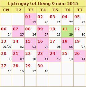 Xem ngày tốt chuyển nhà tháng 9 năm 2015