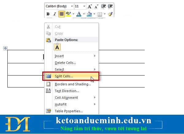 Hướng dẫn cách tách ô, gộp ô trong  Word cực kỳ đơn giản – Kế toán Đức Minh.