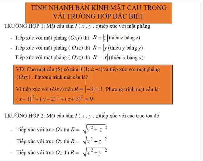 ✅ Công thức bán kính mặt cầu ⭐️⭐️⭐️⭐️⭐