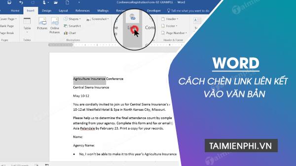 Cách chèn link liên kết vào file Word