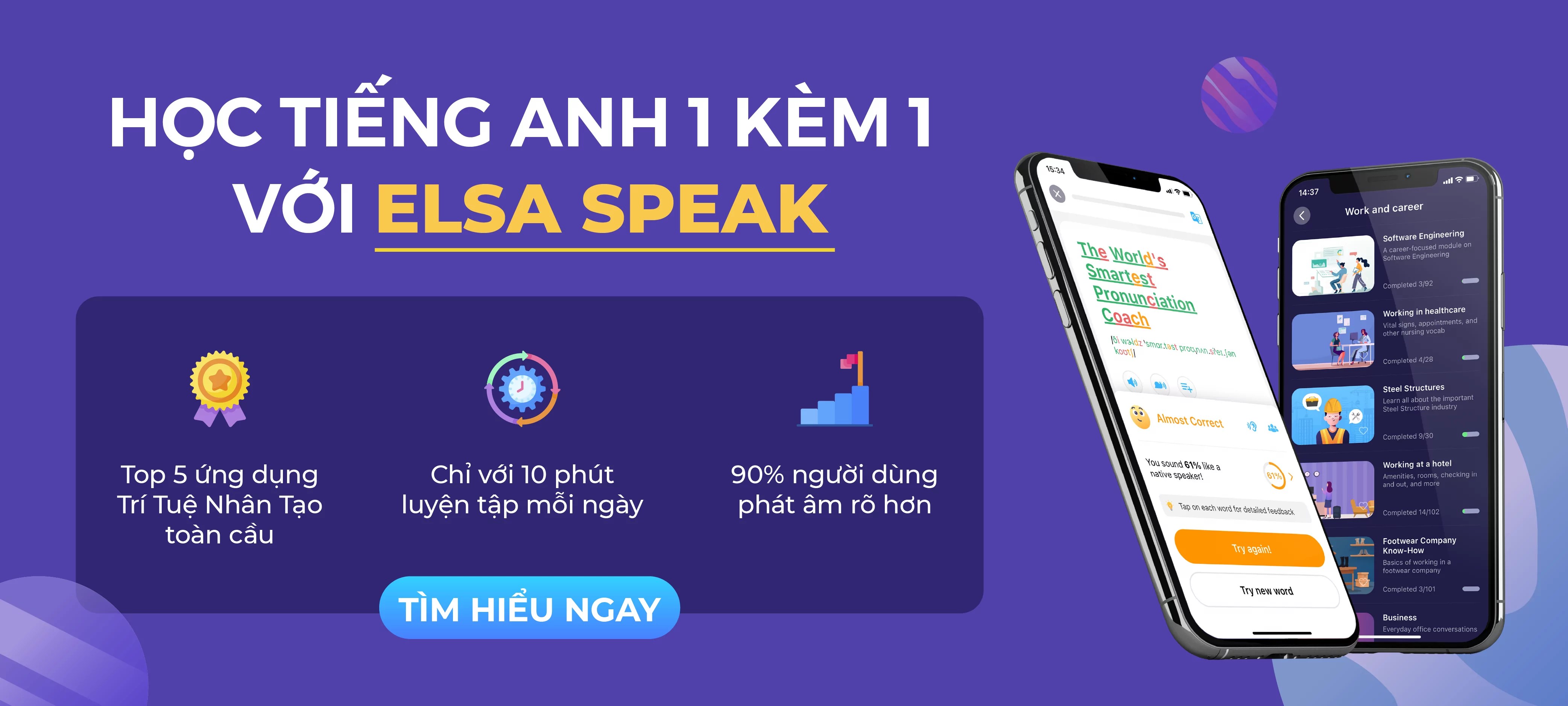 Học tiếng anh 1 kèm 1 với ELSA SPEAK