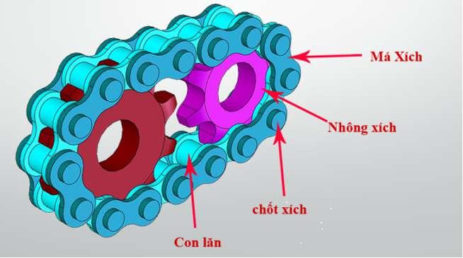 Cấu tạo bộ truyền động xích gồm mấy bộ phận  Ôn tập Công nghệ lớp 8