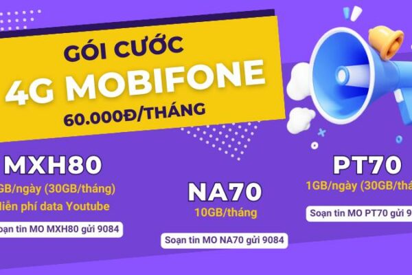 Đăng ký gói cước Mobifone 60K/tháng không giới hạn data khủng