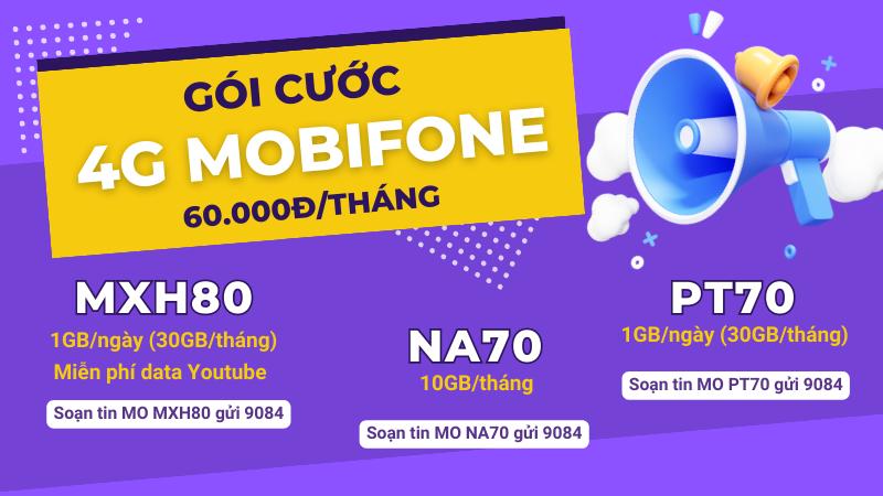 Đăng ký gói cước Mobifone 60K/tháng không giới hạn data khủng