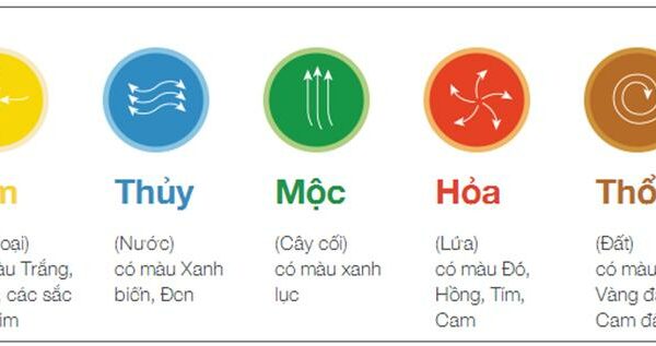Bảng màu theo phong thủy mệnh KIM + Mộc + Thủy + Hỏa + Thổ