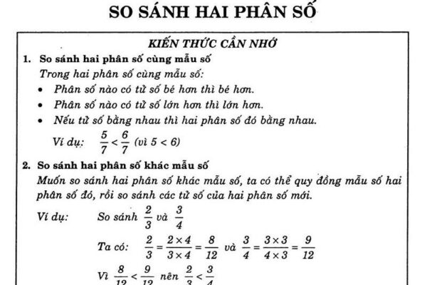 5+ Phương pháp giải toán so sánh phân số cực đơn giản chính xác