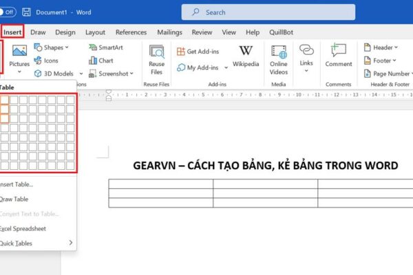 Cách tạo bảng, kẻ bảng và định dạng bảng trong Word