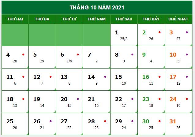 Tháng 10 có bao nhiêu ngày ? Trả lời đầy đủ & mới nhất