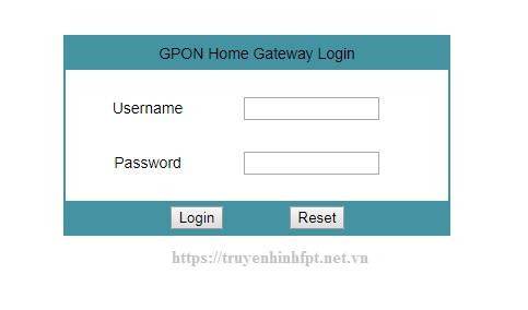 GPON Home Gateway Login Đăng Nhập Modem Wifi FPT 192.168.l.l FPT