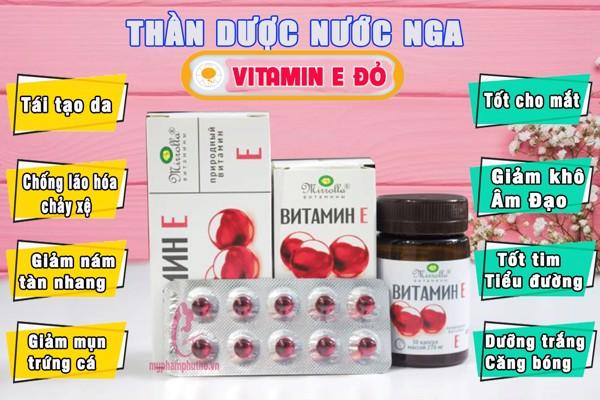 Viên uống Vitamin E đỏ Mirrolla 270mg Nga và 400mg của Nga