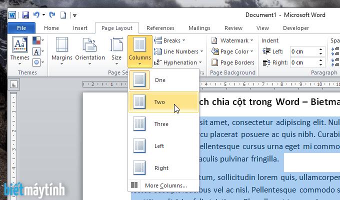 Cách chia cột trong Word cùng vài mẹo thú vị