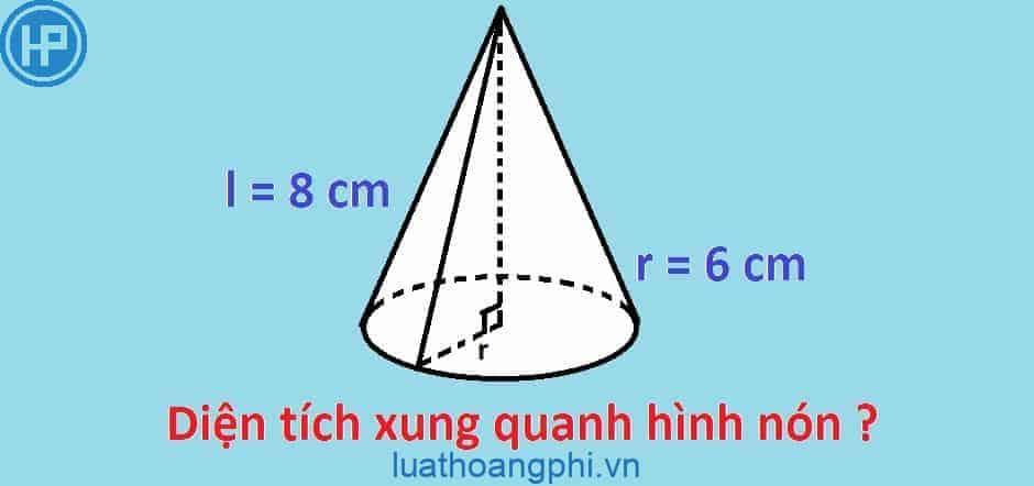 Công thức tính diện tích xung quanh hình nón