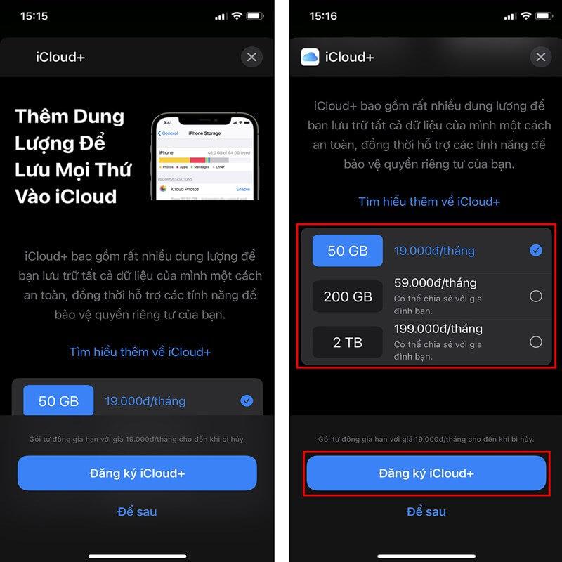 Làm sao để mua dung lượng iPhone vĩnh viễn