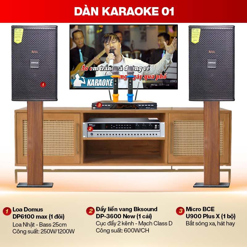 Dàn karaoke 01 (Domus DP6100 MAX + BKSound DP3600 New + BCE U900 Plus X)