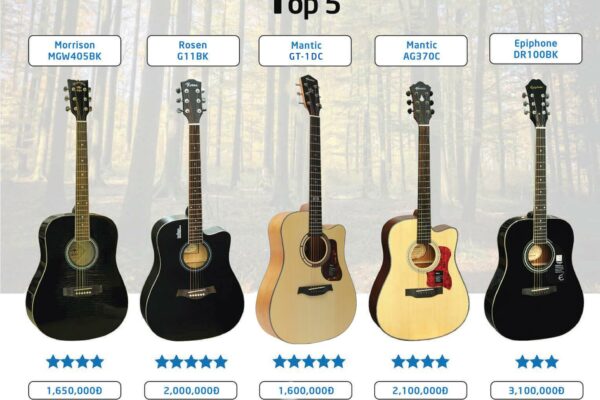 Top 5 cây đàn guitar acoustic giá rẻ, chất lượng tốt nhất cho người mới học