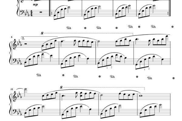 Sheet Piano Melody of the Night 5 – Shi Jin